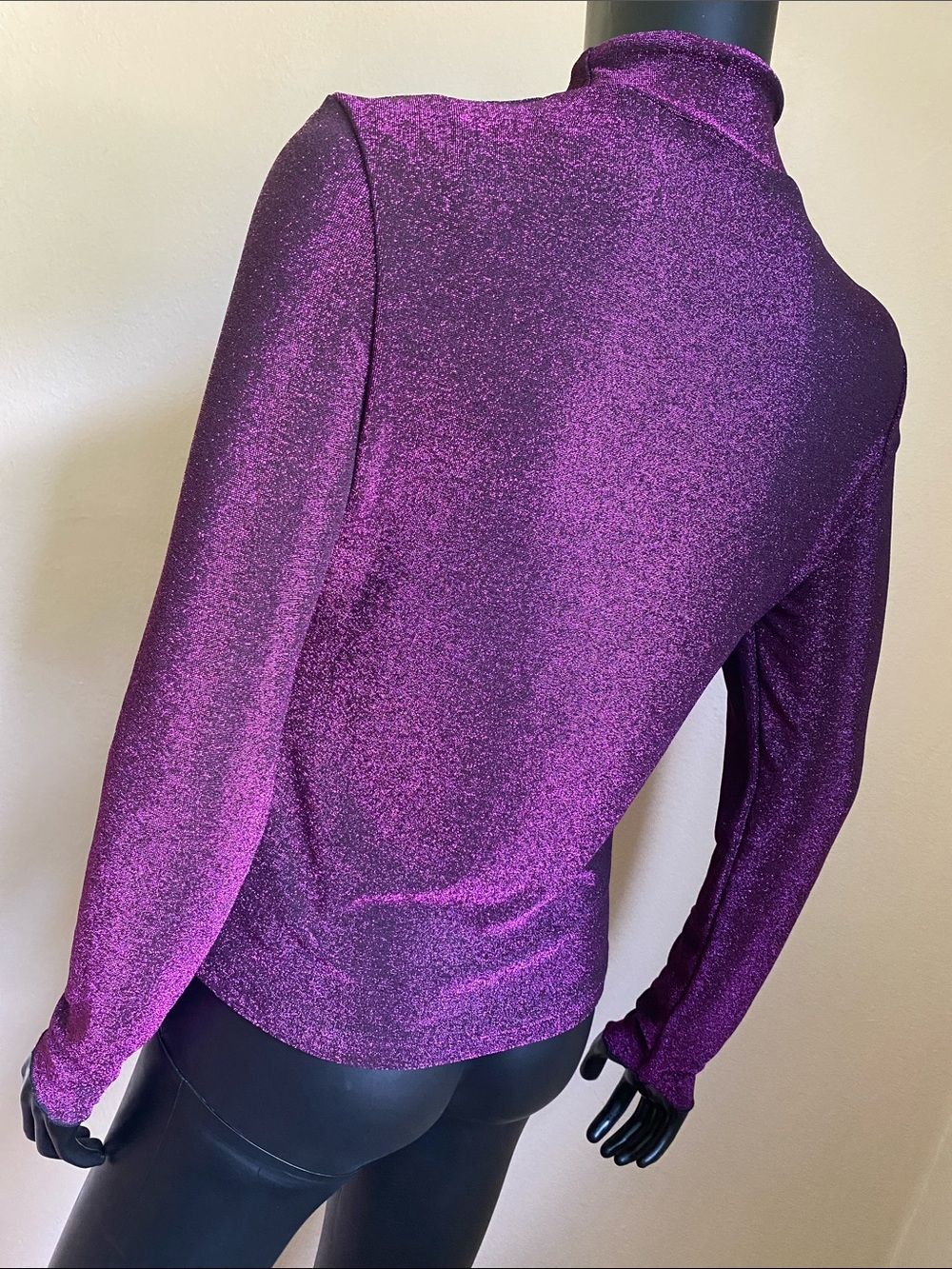 SHEIN Shimmery Plum Mock Neck Long Sleeve Top - Picture 6 of 10